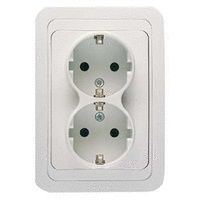 МАКЕЛ Мимоза Розетка с/у, 2 гнезда, c/з, 16А, 230В, IP20, негорюч.пластик, белая. 12082