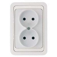 Mimoza Розетка двойная без заземления белая/белая (12017)