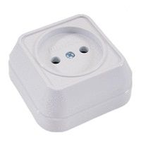 Розетка наружная без заземления (квадрат) белая (45102)