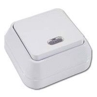 Выключатель одноклавишный наружный белый с подсветкой (45121)