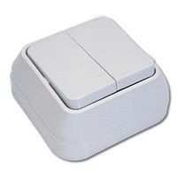 Выключатель двухклавишный наружный белый (45103)