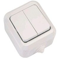 Makel Выключатель двухклавишный белый брызгозащищенный IP44 (18301)